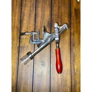 Vintage Wine Bottle Opener Cork Remover Table Mount‎ Wood Handle Bar Tool